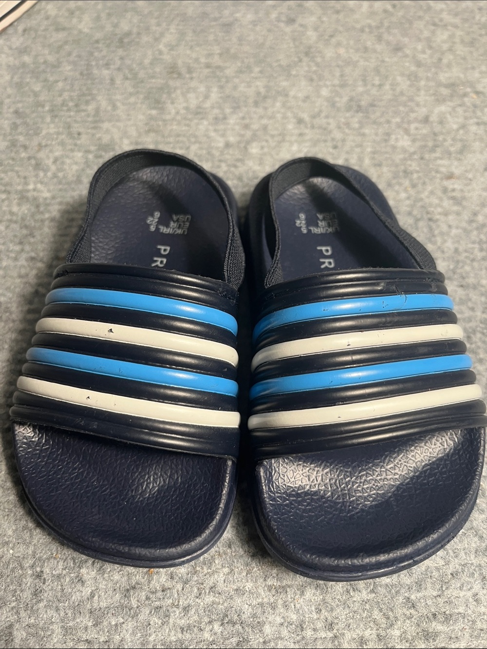 Primark Navy Slide Sandals with Blue & White Stripes